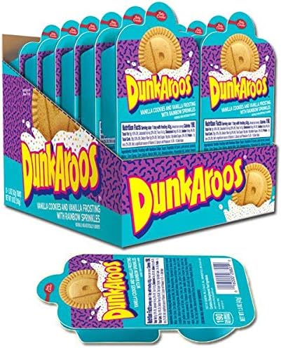 Dunk-A-Roos 12 PACK - Vanilla Cookies and Vanilla Frosting W/ Rainbow Sprinkles Dunkaroos Classic Retro Vintage Snack Pack