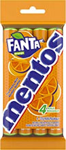 Load image into Gallery viewer, Mentos Chew Mint - Fanta Orange flavour, Mints for Sharing, Freshing, Non-Melting 4 Rolls of 14 Mints, Halloween Candy to Share (148g / 5.2oz per Pack)
