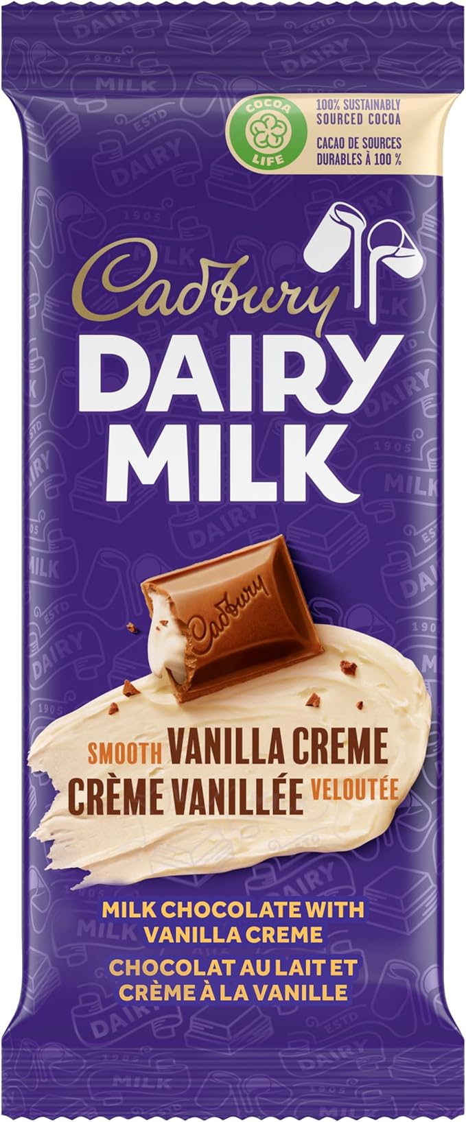 Cadbury Dairy Milk Chocolate, Smooth Vanilla Creme 95g