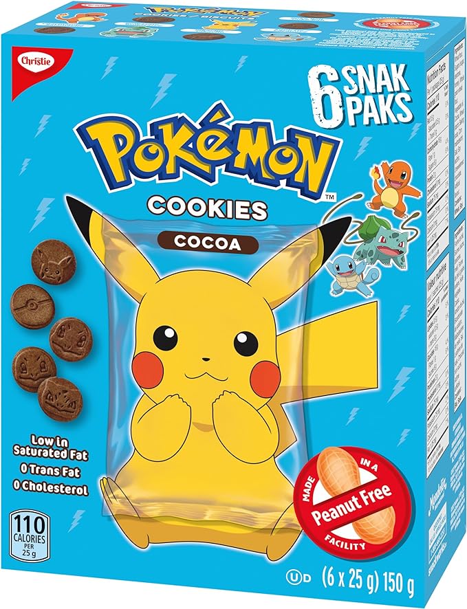 Christie, Pokemon Cocoa Snack packs, Made in a Peanut-Free Facility, Individually Wrapped, School Snacks, 150 g