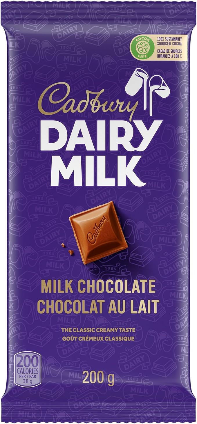 Cadbury Dairy Milk, Milk Chocolate, The Classic Creamy Taste, Chocolate Bar, 200 g