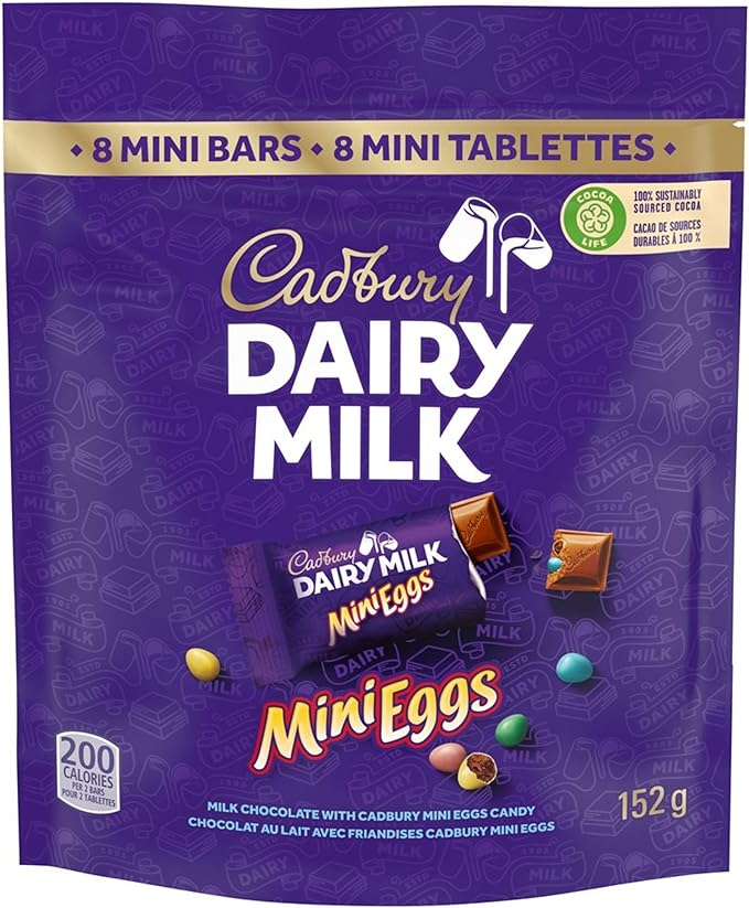 Cadbury Dairy Milk, Mini Eggs, Easter Chocolatey Candy Bars, Individually Wrapped, 152 g