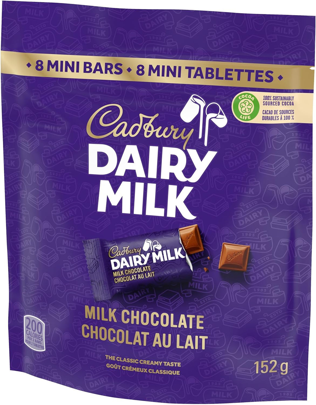 Cadbury Dairy Milk, Milk Chocolate, The Classic Creamy Taste, Mini Chocolate Bars, Individually Wrapped, 152 g