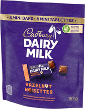 Load image into Gallery viewer, Cadbury Dairy Milk, Hazelnut, Milk Chocolate With Chopped Hazelnuts, Mini Chocolate Bars, Individually Wrapped, 152 g
