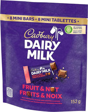 Load image into Gallery viewer, Cadbury Dairy Milk, Fruit and Nut, Milk Chocolate With Raisins and Chopped Almonds, Mini Chocolate Bars, Individually Wrapped, 152 g
