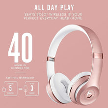 Load image into Gallery viewer, Beats Solo3 Wireless On-Ear Headphones - Apple W1 Headphone Chip, Class 1 Bluetooth, 40 Hours of Listening Time, Built-in Microphone - Rose Gold (Latest Model)
