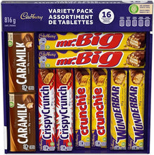 Load image into Gallery viewer, Cadbury 16 Full size Chocolatey Candy Bars ,Variety Pack, Wunderbar, Caramilk, Mr. Big, Crunchie, Crispy Crunch, Gift Pack, 816 g
