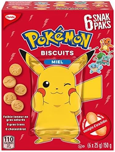 Christie, Pokemon Honey Snack Pack Cookies, Honey Cookies, School Snacks, 150g (6 Pouches)