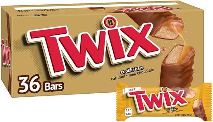 TWIX Caramel Singles Size Chocolate Cookie Bar Candy 1.79-Ounce Bar 36-Count Box