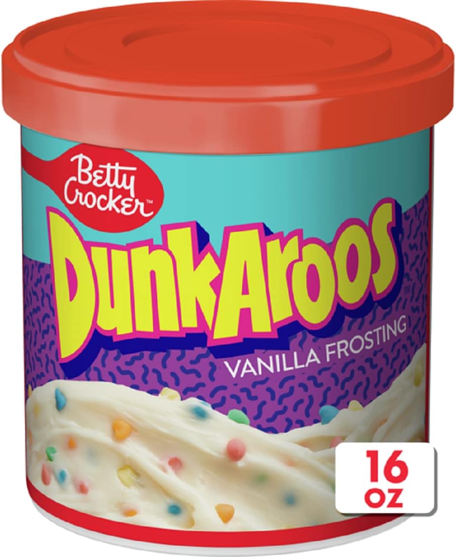 Betty Crocker Dunkaroos Vanilla Frosting With Rainbow Sprinkles, Gluten Free, Kosher, One 16 oz (453 g) Container