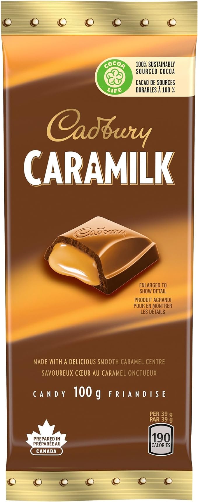 Cadbury Caramilk Chocolatey Candy Bar, Caramel, 100 g