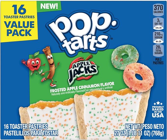 Pop-Tarts Frosted Apple Cinnamon Flavor Breakfast Toaster Pastries, 27 oz, 16 Count