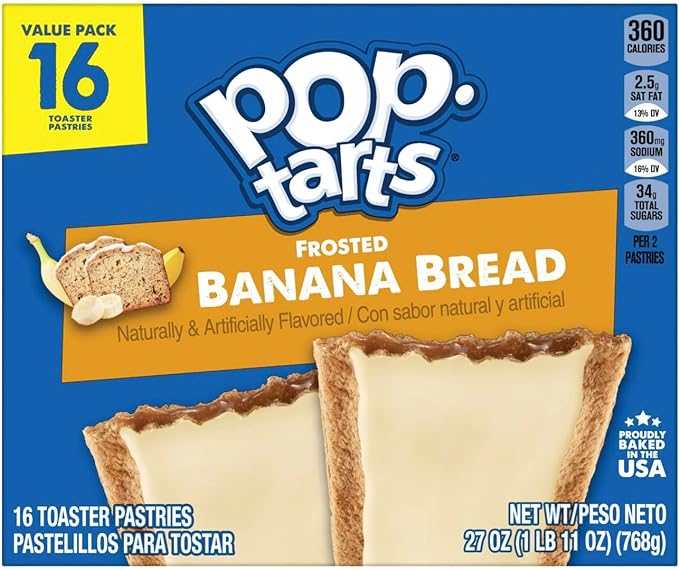 Pop-Tarts Frosted Banana Bread Breakfast Toaster Pastries, 27 oz, 16 Count