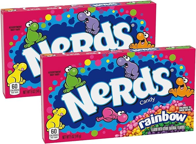 Wonka Rainbow Nerds (2) Theatre Box Value Bundle (141g per box) – A Fun Snack To Share With Friends Family Co-Workers or Enjoy For Yourself At The Office or At Home