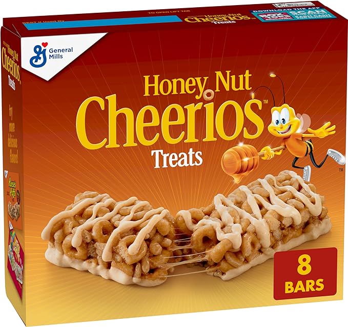 Honey Nut Cheerios Breakfast Cereal Treat Bars, Snack Bars, 8 ct