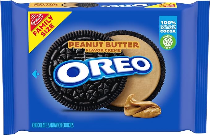 Oreo Peanut Butter Flavor Creme Chocolate Sandwich Cookies Family Size 482g (American Product)