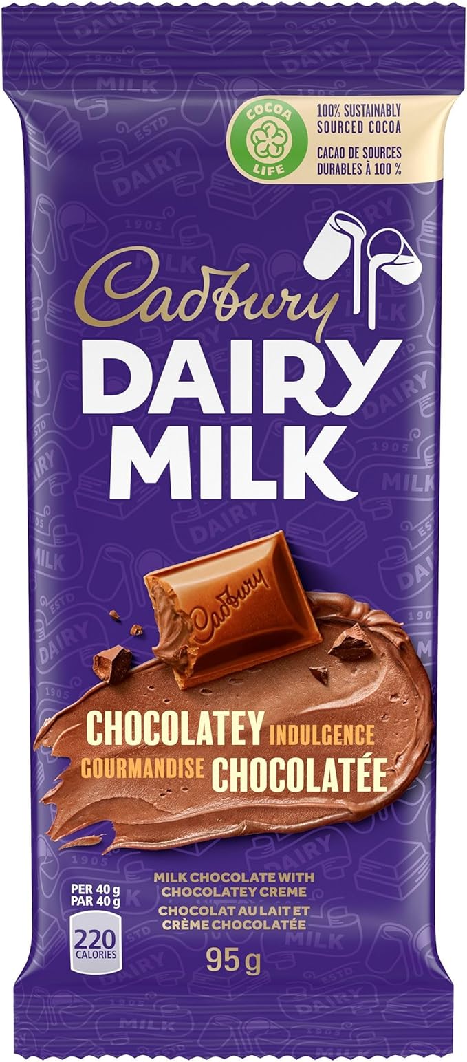 Cadbury Dairy Milk Chocolatey Indulgence, Milk Chocolate With Chocolatey Crème, Chocolate Bar, 95 g