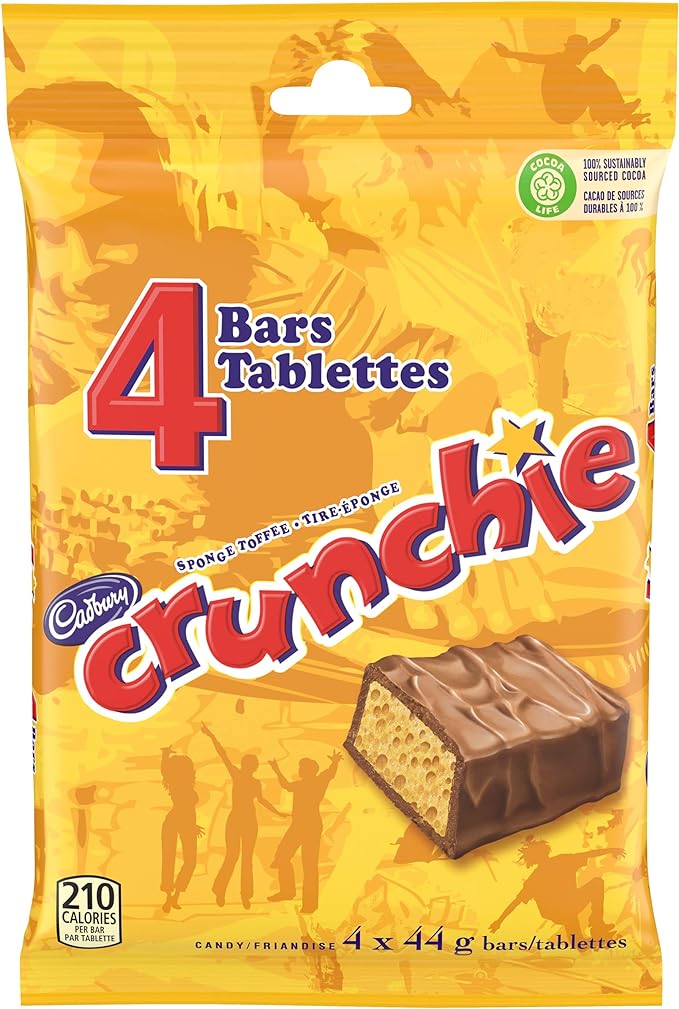 Cadbury Crunchie, Chocolatey Candy Bars, Multipack, 44 g , 4 Count (Pack of 1)