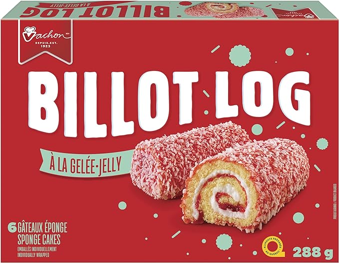 Vachon Jelly Logs Sponge Cakes with Layers of Jelly, Creamy Filling and Flavoured Coconut Sprinkles, Delicious Dessert and Snack, 6 Individually Wrapped Cakes, 288 Grams