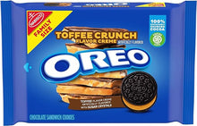 Load image into Gallery viewer, OREO Toffee Crunch Creme with Sugar Crystals Chocolate Sandwich Cookies, Family Size, 17 oz
